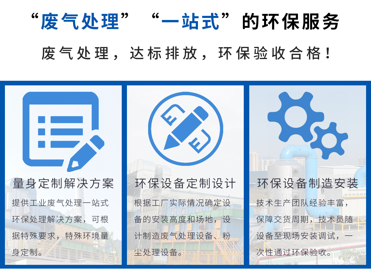 “廢氣處理，達標排放，環(huán)保驗收合格！