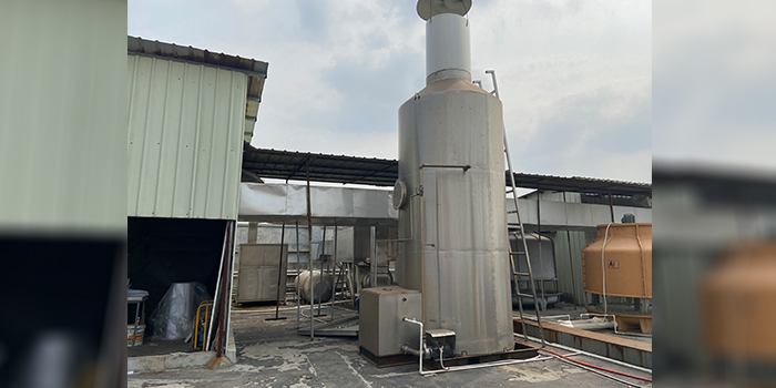 鋰電池正極涂布烘干廢氣處理工程(水噴淋塔)安裝 鋰電池正極涂布烘干廢氣處理工程(水噴淋塔)安裝